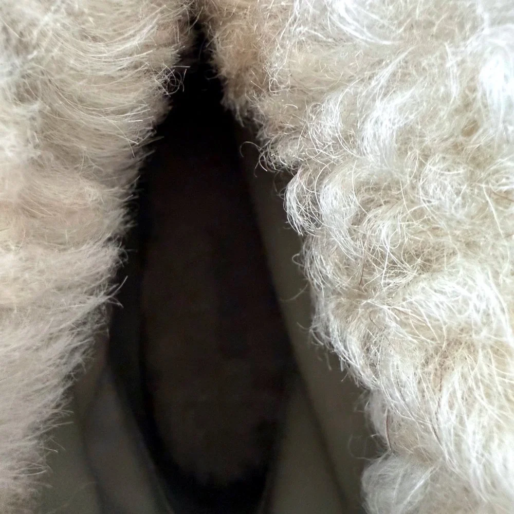 Cult‎ Gaia Avena Shearling Ankle Boots 38.5/US 8.5 Beige Suede Winter Cozy Fur
